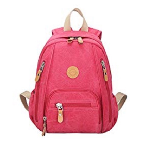 Handbags - Canvas Satchel Schoolbag Bookbag Backpack Pink